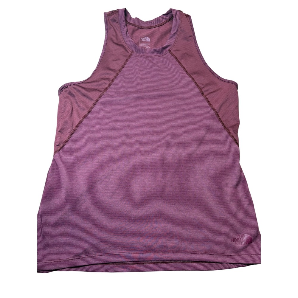 The North Face Womens FlashDry Tank Top Purple Striped Athletic Shirt Medium